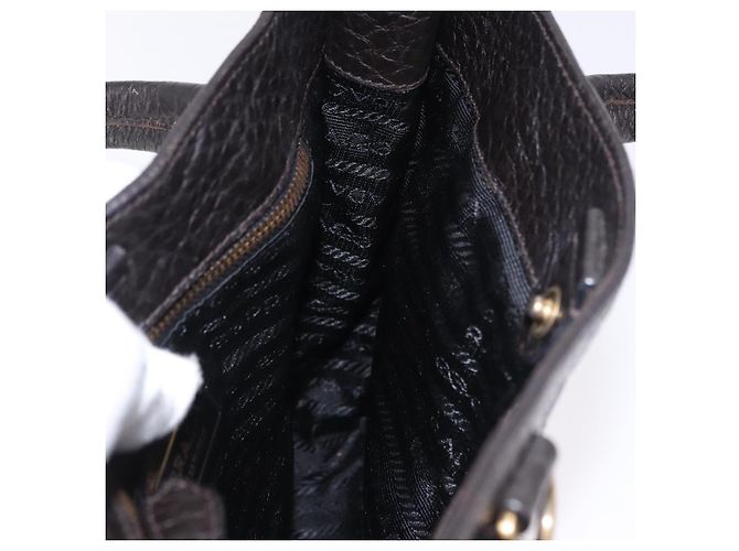 Borsa Tote PRADA Nylon Pelle Nero Tono Oro Auth am12459V - vista 22