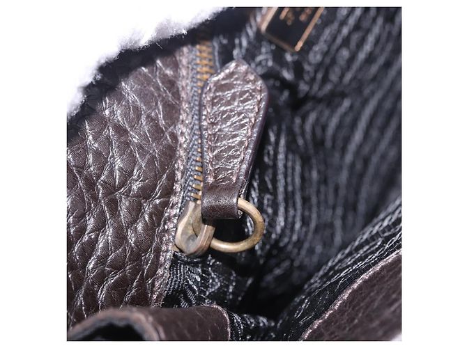 Borsa Tote PRADA Nylon Pelle Nero Tono Oro Auth am12459V - vista 23