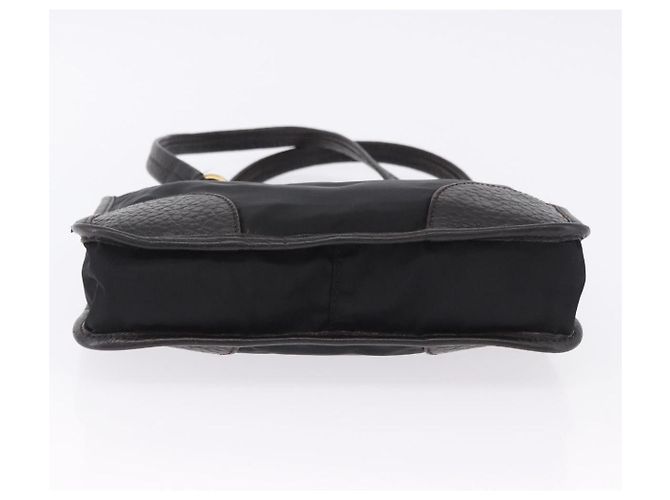 Borsa Tote PRADA Nylon Pelle Nero Tono Oro Auth am12459V - vista 5