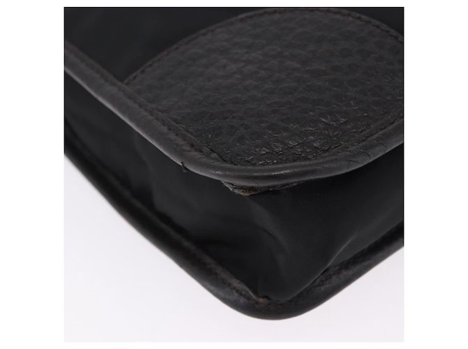 Borsa Tote PRADA Nylon Pelle Nero Tono Oro Auth am12459V - vista 8