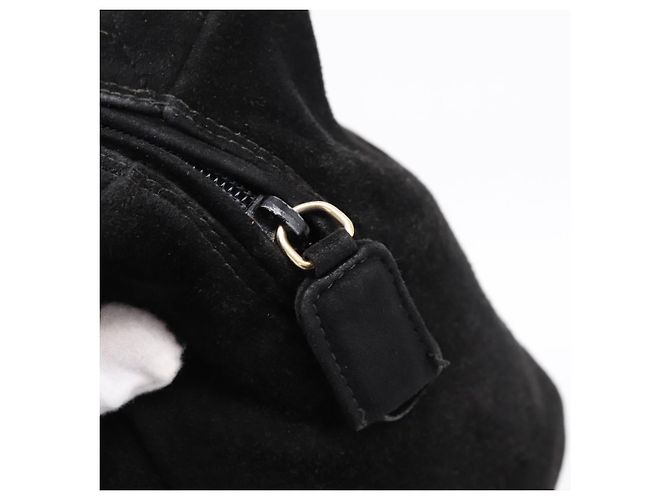 Borsa PRADA Suede Black Gold Auth 197809 Nero D'oro - vista 10