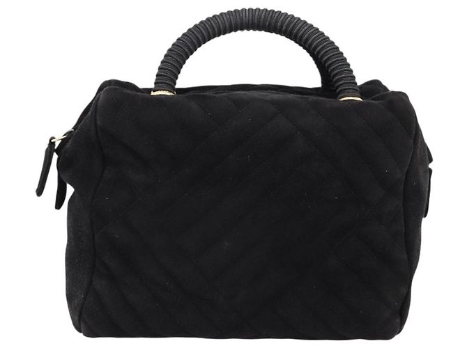 Borsa PRADA Suede Black Gold Auth 197809 Nero D'oro - vista 13