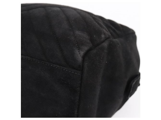 Borsa PRADA Suede Black Gold Auth 197809 Nero D'oro - vista 14
