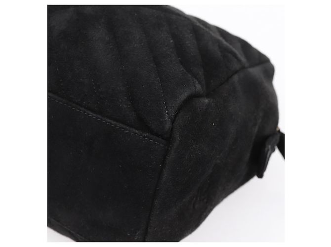 Borsa PRADA Suede Black Gold Auth 197809 Nero D'oro - vista 16