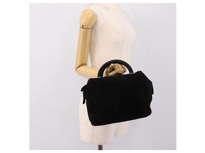 Borsa PRADA Suede Black Gold Auth 197809 Nero D'oro - vista 22