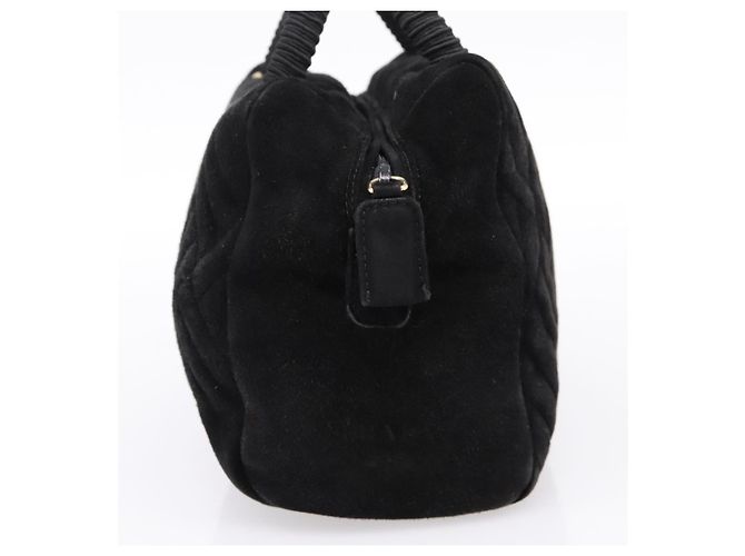 Borsa PRADA Suede Black Gold Auth 197809 Nero D'oro - vista 3