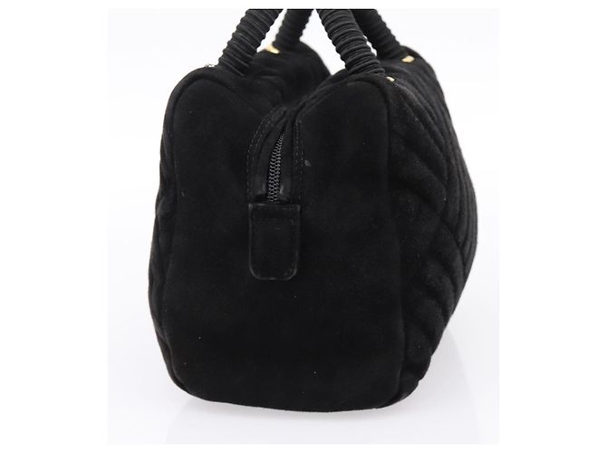 Borsa PRADA Suede Black Gold Auth 197809 Nero D'oro - vista 4