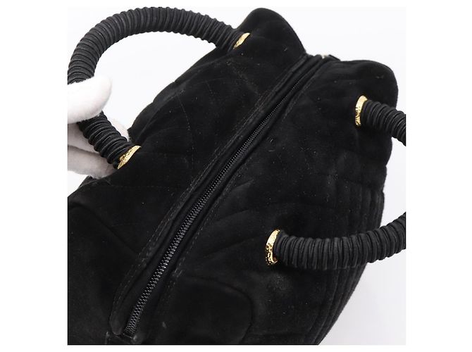 Borsa PRADA Suede Black Gold Auth 197809 Nero D'oro - vista 6