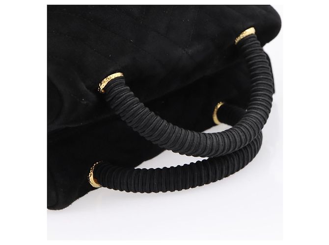 Borsa PRADA Suede Black Gold Auth 197809 Nero D'oro - vista 7