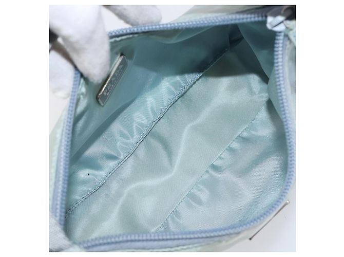 PRADA Accessory Pouch Nylon Light Blue Silver Auth 200143 Silvery - view 11