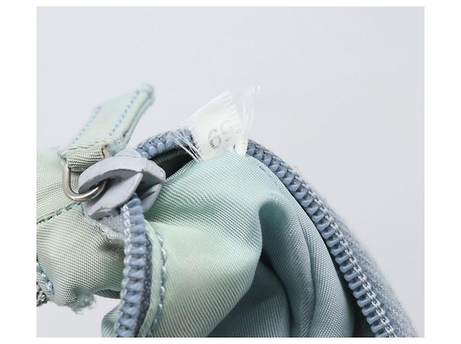 PRADA Accessory Pouch Nylon Light Blue Silver Auth 200143 Silvery - view 12