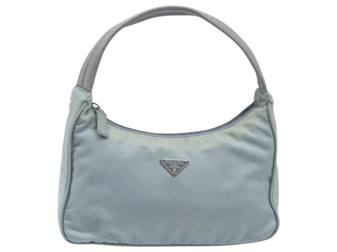 PRADA Accessory Pouch Nylon Light Blue Silver Auth 200143 Silvery - view 13