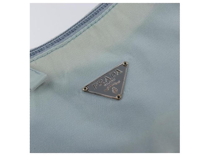 PRADA Accessory Pouch Nylon Light Blue Silver Auth 200143 Silvery - view 17