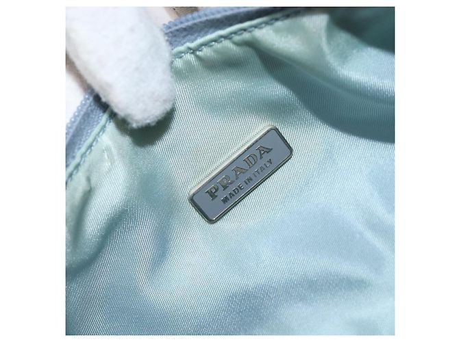 PRADA Accessory Pouch Nylon Light Blue Silver Auth 200143 Silvery - view 18