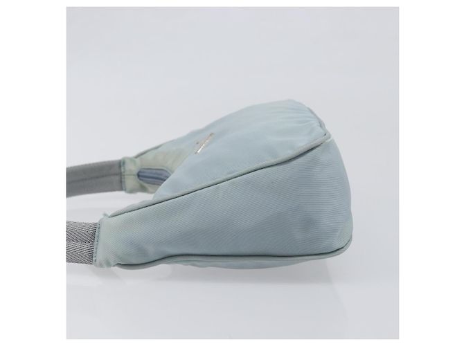PRADA Accessory Pouch Nylon Light Blue Silver Auth 200143 Silvery - view 4