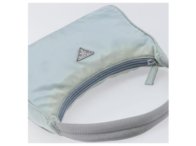 PRADA Accessory Pouch Nylon Light Blue Silver Auth 200143 Silvery - view 6