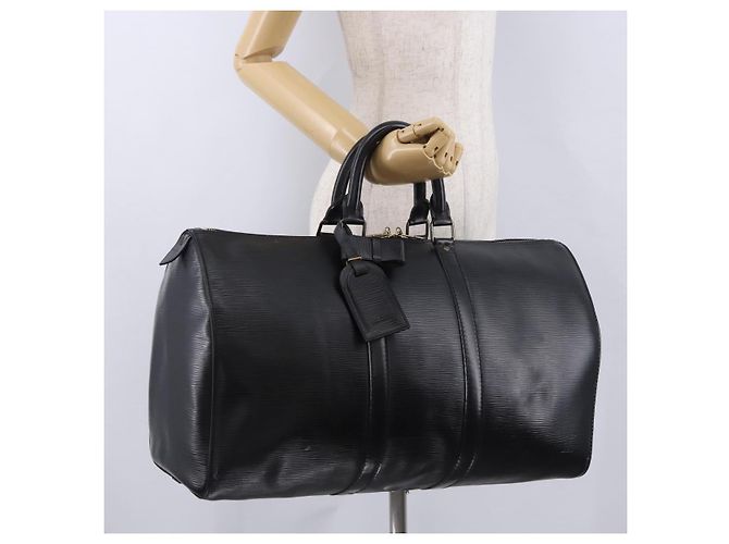 LOUIS VUITTON Epi Keepall 45 Boston Bag Black M42972 LV Auth 194748 Nero - vista 23