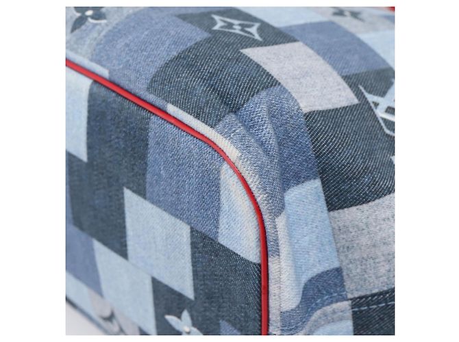 Saco Tote LOUIS VUITTON Monogram Denim Neverfull MM Azul M44981 LV Auth SW2668SM Monograma - vista 15