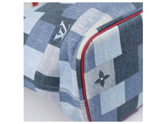 Saco Tote LOUIS VUITTON Monogram Denim Neverfull MM Azul M44981 LV Auth SW2668SM Monograma - vista 16