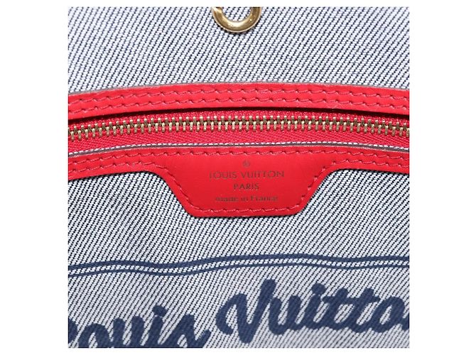Saco Tote LOUIS VUITTON Monogram Denim Neverfull MM Azul M44981 LV Auth SW2668SM Monograma - vista 17