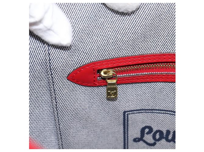 Saco Tote LOUIS VUITTON Monogram Denim Neverfull MM Azul M44981 LV Auth SW2668SM Monograma - vista 20