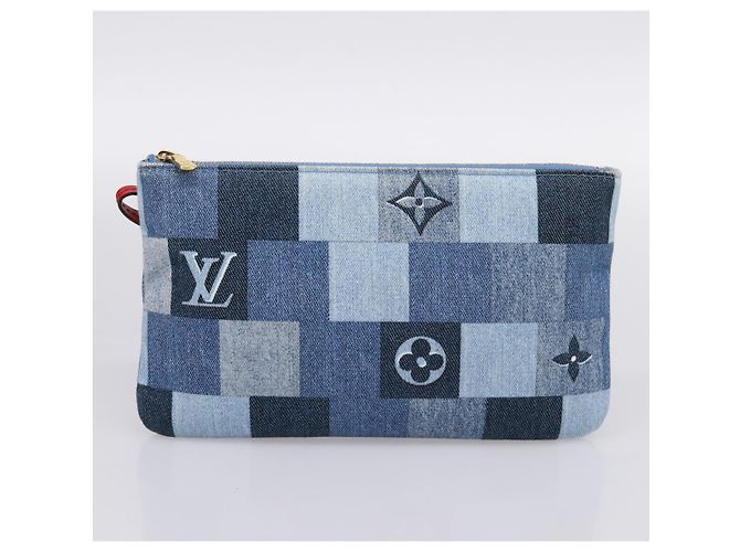 Saco Tote LOUIS VUITTON Monogram Denim Neverfull MM Azul M44981 LV Auth SW2668SM Monograma - vista 22