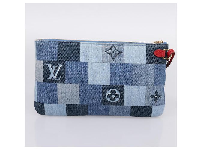 Saco Tote LOUIS VUITTON Monogram Denim Neverfull MM Azul M44981 LV Auth SW2668SM Monograma - vista 23