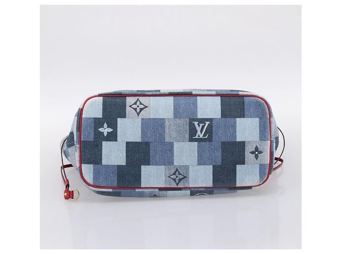 Saco Tote LOUIS VUITTON Monogram Denim Neverfull MM Azul M44981 LV Auth SW2668SM Monograma - vista 5