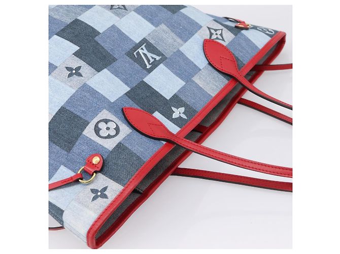 Saco Tote LOUIS VUITTON Monogram Denim Neverfull MM Azul M44981 LV Auth SW2668SM Monograma - vista 6