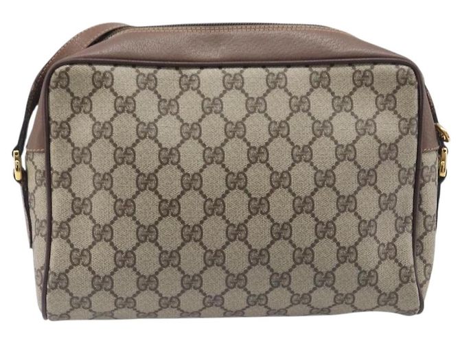 Borsa GUCCI GG Supreme Web Sherry Line PVC Beige Gold 001 113 6472 Auth 199679 D'oro - vue 2