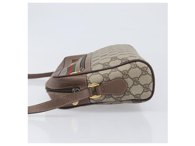 Borsa GUCCI GG Supreme Web Sherry Line PVC Beige Gold 001 113 6472 Auth 199679 D'oro - vue 4
