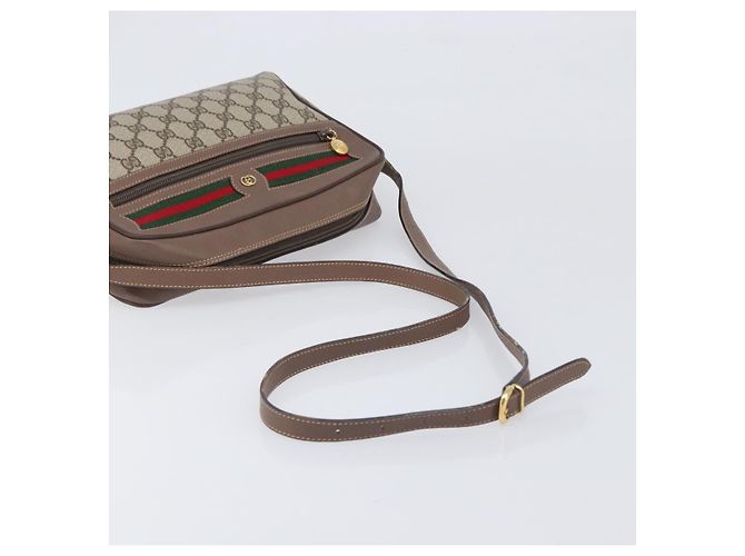 Borsa GUCCI GG Supreme Web Sherry Line PVC Beige Gold 001 113 6472 Auth 199679 D'oro - vue 7