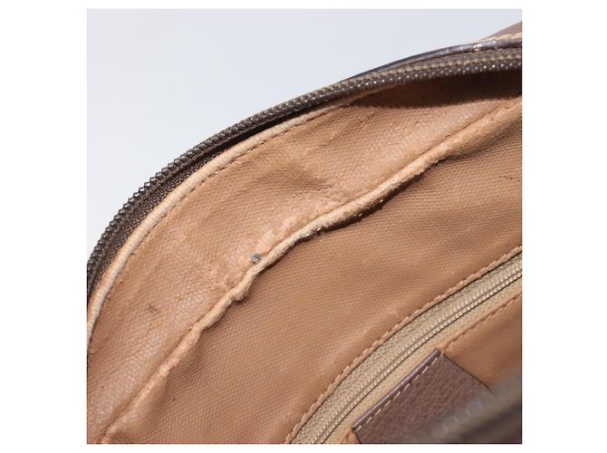 Borsa GUCCI GG Supreme Web Sherry Line PVC Beige Gold 001 113 6472 Auth 199679 D'oro - vue 9