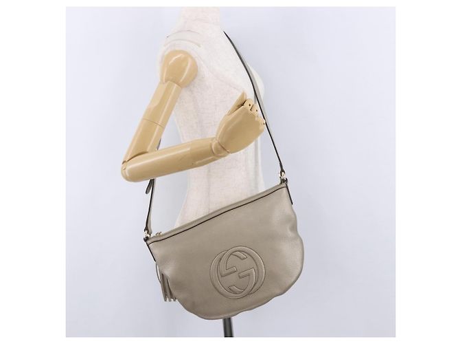 Borsa a tracolla GUCCI Soho in pelle Beige Gold 308361 Auth ka5848V D'oro - vista 22