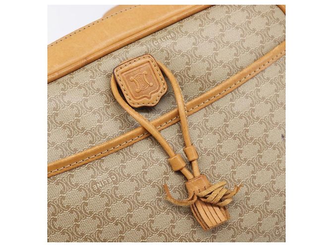 Céline Borsa a tracolla CELINE Macadam Canvas PVC Beige Gold Auth 196864 D'oro - vista 17