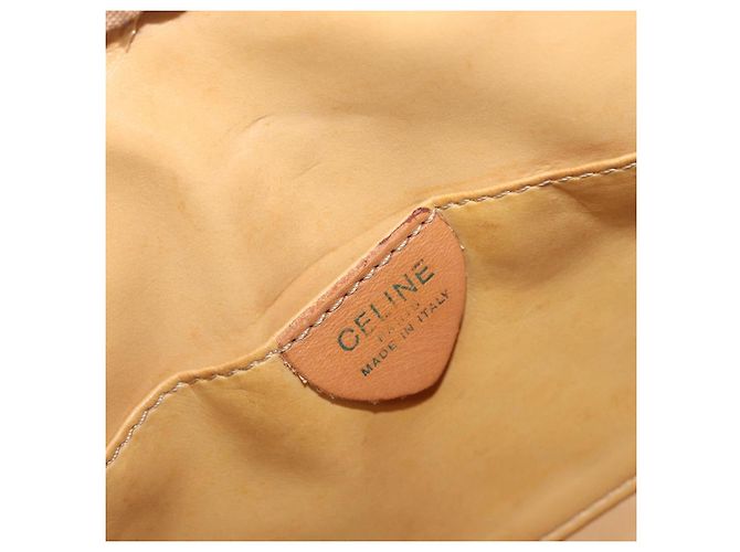 Céline Borsa a tracolla CELINE Macadam Canvas PVC Beige Gold Auth 196864 D'oro - vista 18