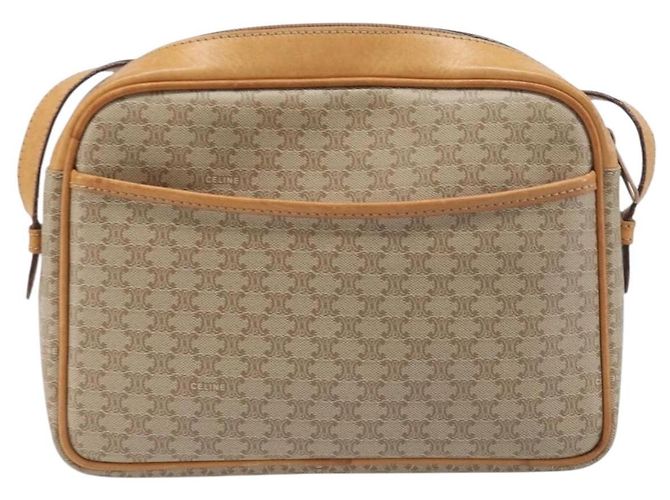 Céline Borsa a tracolla CELINE Macadam Canvas PVC Beige Gold Auth 196864 D'oro - vista 2