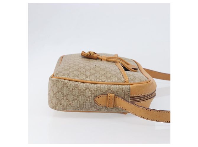Céline Borsa a tracolla CELINE Macadam Canvas PVC Beige Gold Auth 196864 D'oro - vista 3