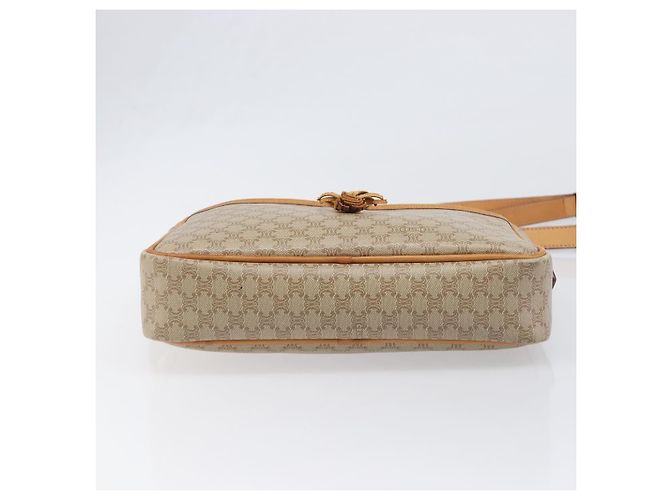 Céline Borsa a tracolla CELINE Macadam Canvas PVC Beige Gold Auth 196864 D'oro - vista 5