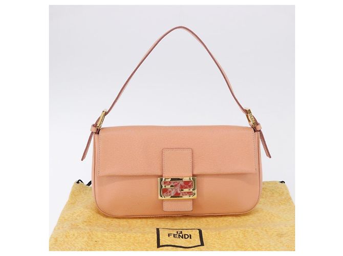 Borsa a tracolla FENDI Mamma Baguette in pelle rosa e oro Auth yk20830SAM - vista 12