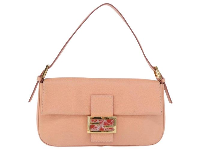 Borsa a tracolla FENDI Mamma Baguette in pelle rosa e oro Auth yk20830SAM - vista 13
