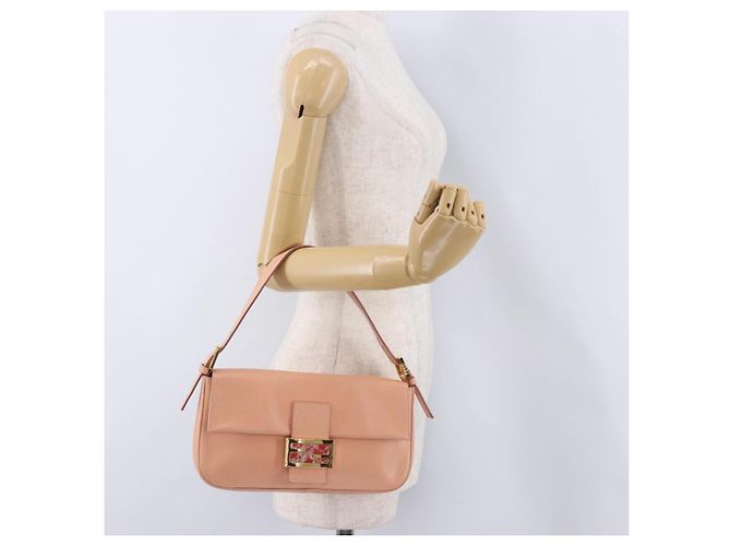 Borsa a tracolla FENDI Mamma Baguette in pelle rosa e oro Auth yk20830SAM - vista 27