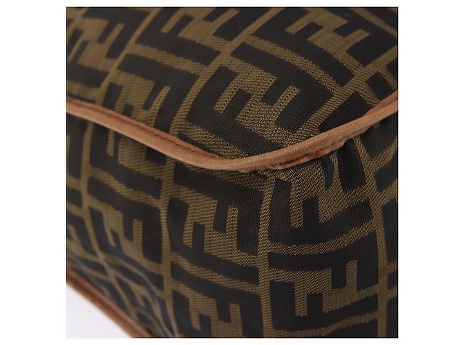 Borsa a tracolla FENDI Zucca Canvas Nero Marrone Auth 197722A - vista 14