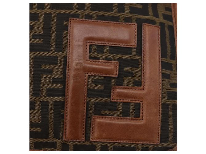 Borsa a tracolla FENDI Zucca Canvas Nero Marrone Auth 197722A - vista 17