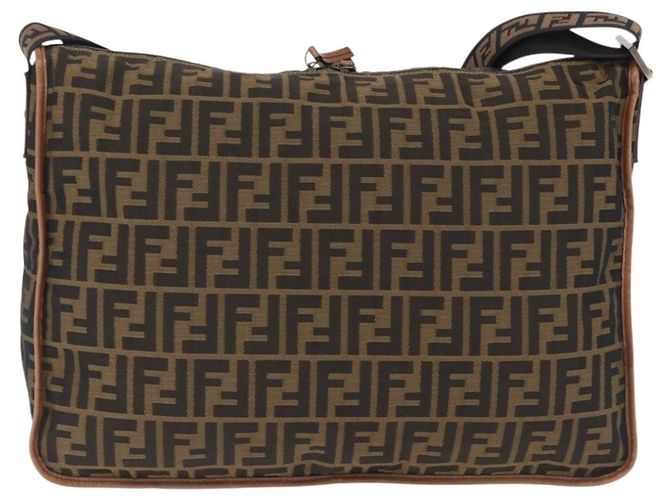 Borsa a tracolla FENDI Zucca Canvas Nero Marrone Auth 197722A - vista 2