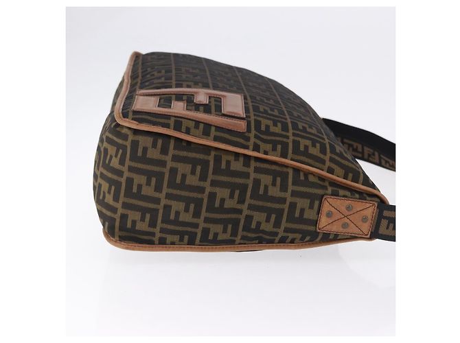 Borsa a tracolla FENDI Zucca Canvas Nero Marrone Auth 197722A - vista 3