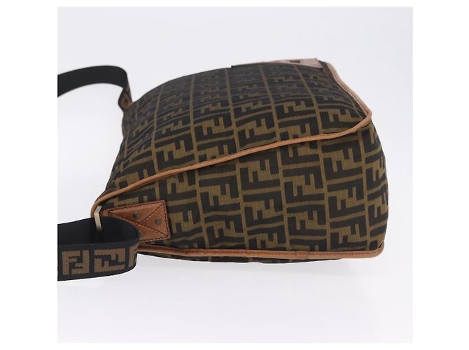 Borsa a tracolla FENDI Zucca Canvas Nero Marrone Auth 197722A - vista 4