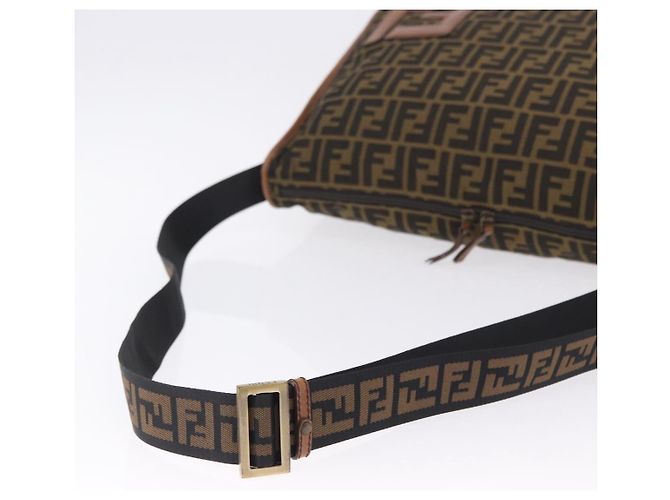 Borsa a tracolla FENDI Zucca Canvas Nero Marrone Auth 197722A - vista 7