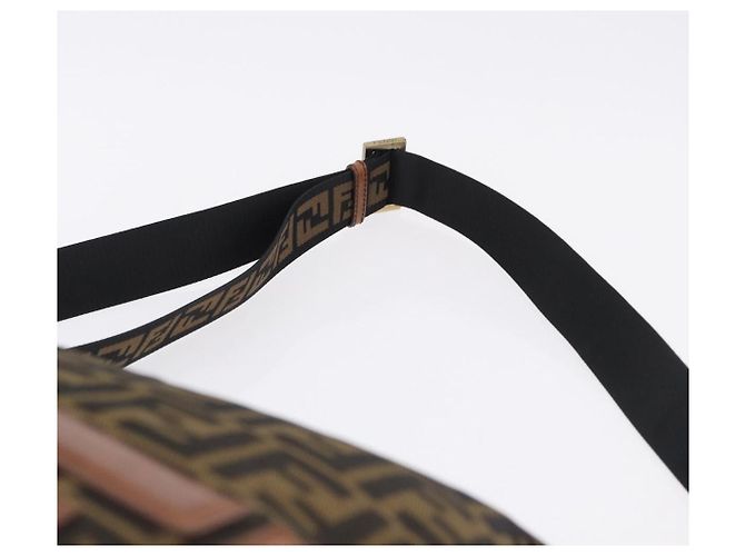 Borsa a tracolla FENDI Zucca Canvas Nero Marrone Auth 197722A - vista 8