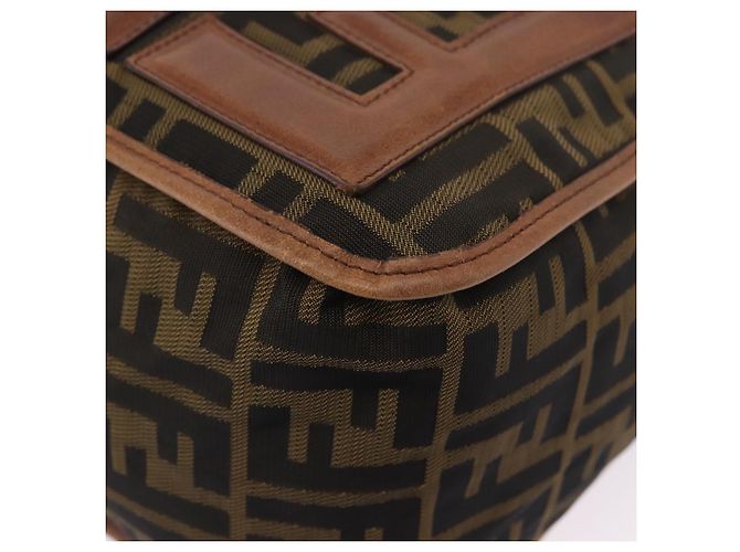Borsa a tracolla FENDI Zucca Canvas Nero Marrone Auth 197722A - vista 9